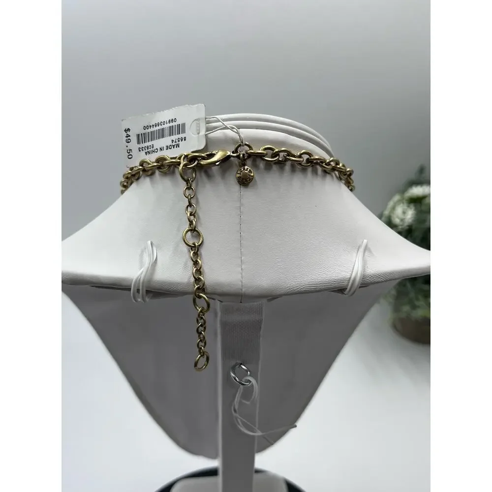 J. CREW Signed Crystal Rhinestone Gold Brass Tone Cluster Statement Necklace New